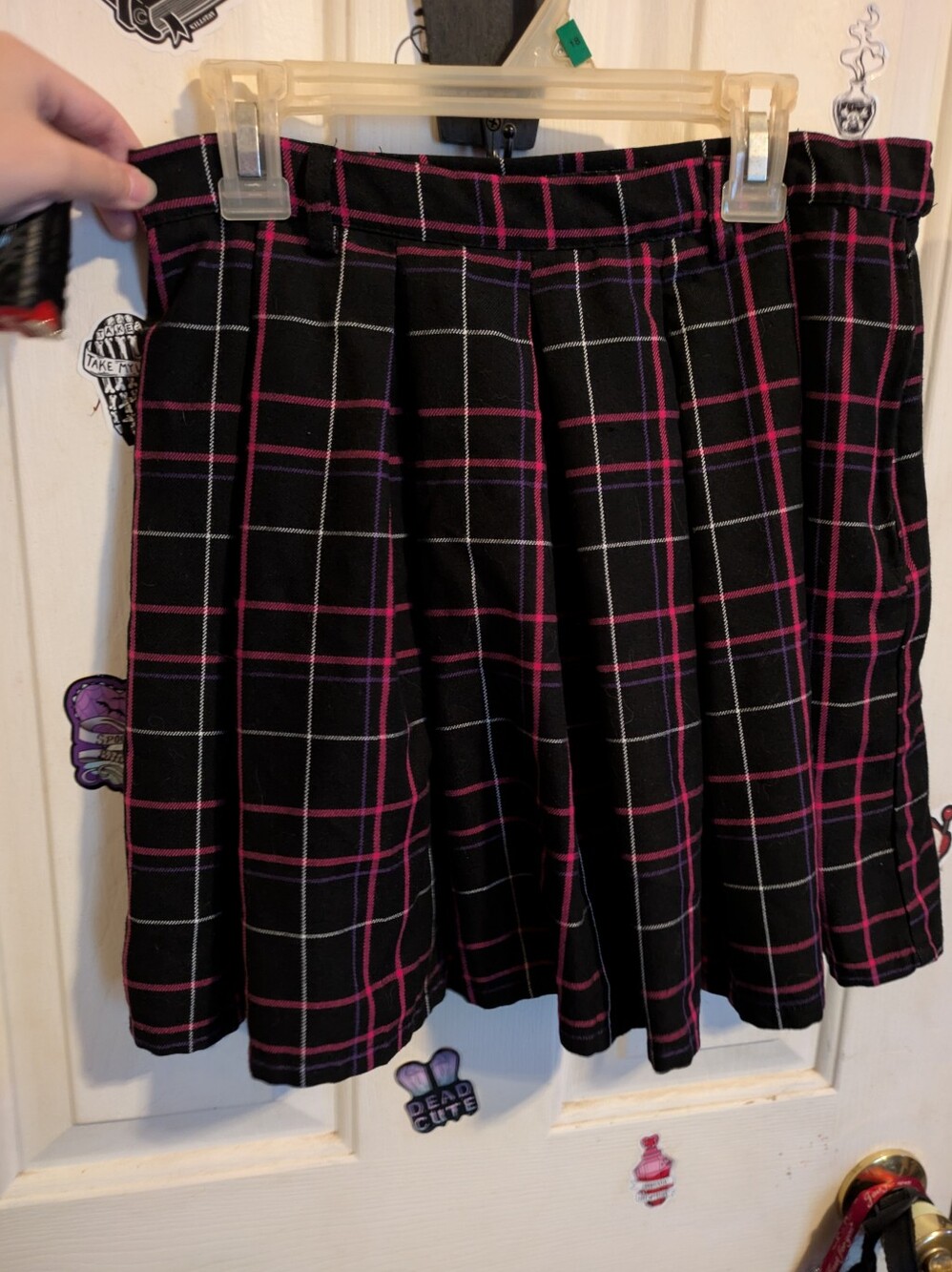 Hottopic Black And Pink Plaid Skirt